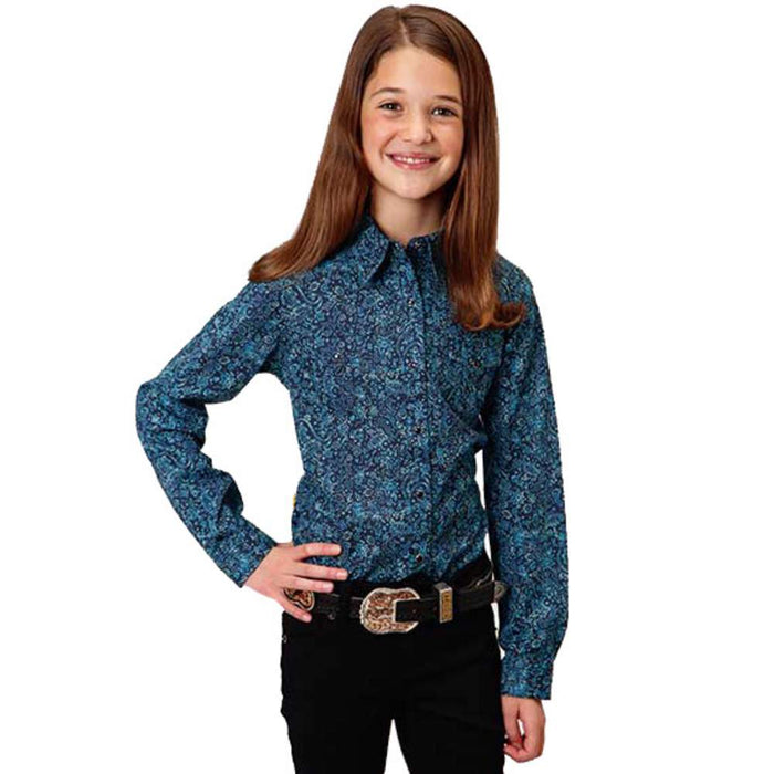 Girl's Roper Turquoise Floral Western Shirt