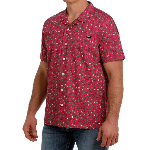 CINCH Jeans  Men's Hawaiian Print Short Sleeve Camp Shirt - Blue