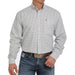 Men's Cinch White & Teal Micro Plaid Long Sleeve Buttondown