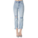 Women's High Rise Distressed Straight Jean