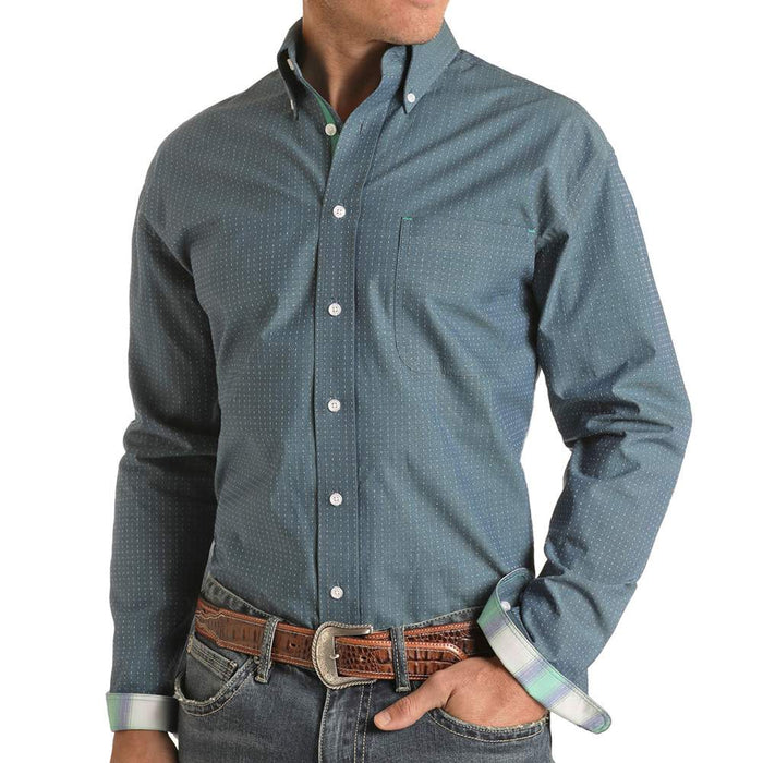 Men's Rough Stock Caribbean Dobby Solid Button Down