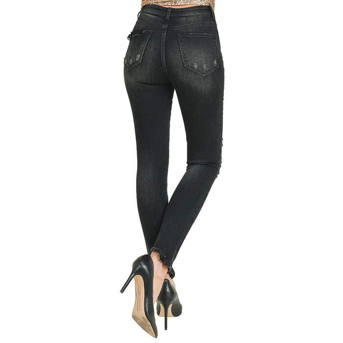 Women's HIgh Rise Vintage Black Skinny Jeans