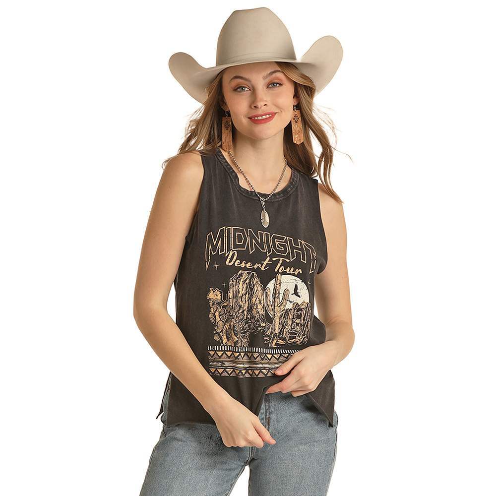 Rock & Roll Denim Cowgirl Midnight Desert Tour Tank