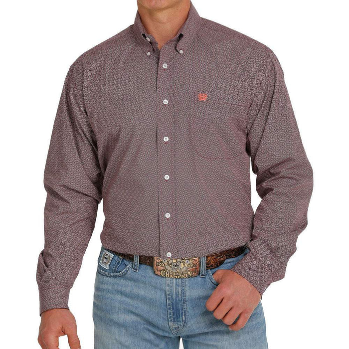 Men's Geometric Print Button-Down Western Shirt