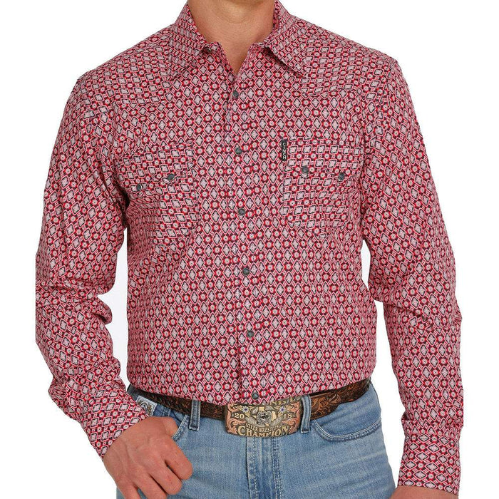 Men's Cinch Red Modern Fit Long Sleeve Snap Shirt