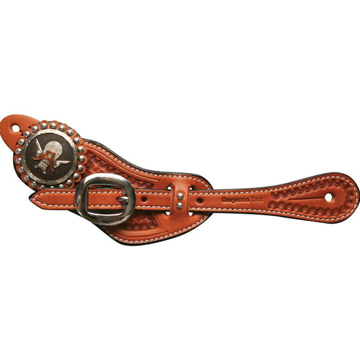Basket Stamp Spur Straps With Pistol Pete Concho