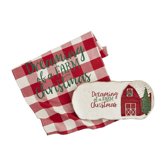 Dreaming Of A Farm Christmas Tray and Towel Set