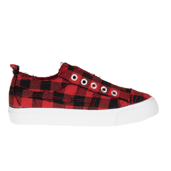 Kids Corkys Red Plaid Casual Shoe