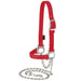 Leather Nylon Adjustable Sheep Halter with Chain Lead Red