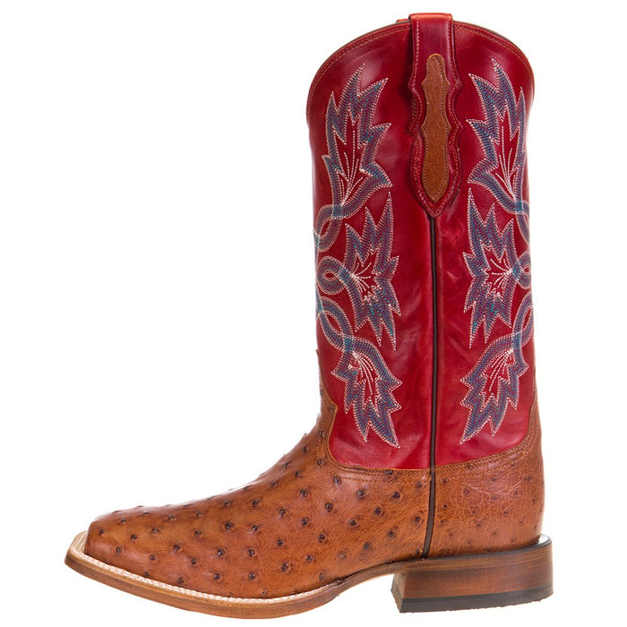 Men's Tony Lama Royston Brandy Full Quill Ostrich 13in. Red Top Cowboy Boots