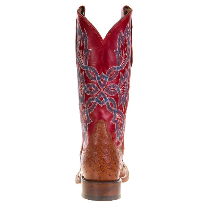 Men's Tony Lama Royston Brandy Full Quill Ostrich 13in. Red Top Cowboy Boots
