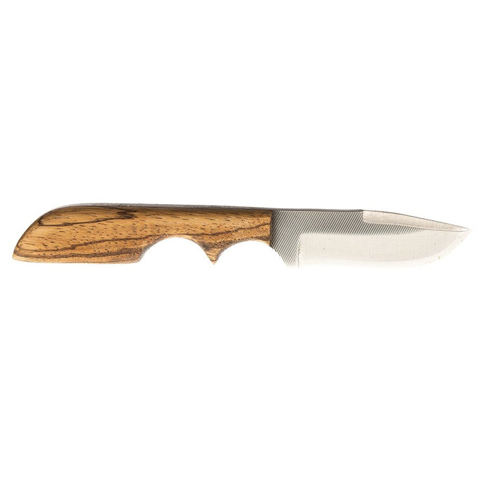 Anza Small Straight Back Knife with Zebra Wood Handle
