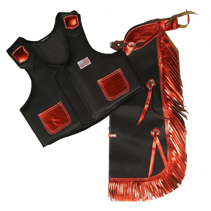Faux Leather Kids Chap and Vest Combo