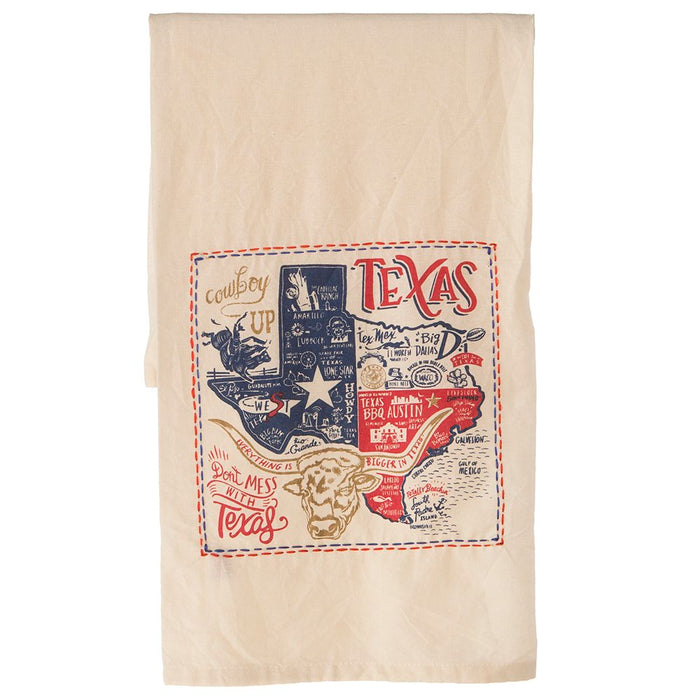 Texas State Embroidered Dish Towel