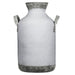 18" Tall White Vase w/Metal Handles