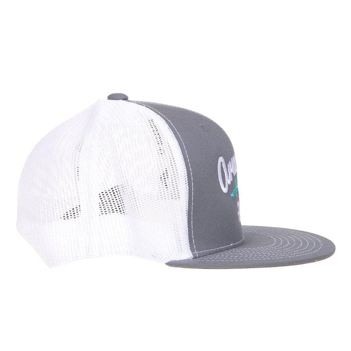 Mens Armadillo Hat Co Grey/White Mesh Cap With White/Turquoise Centered Logo