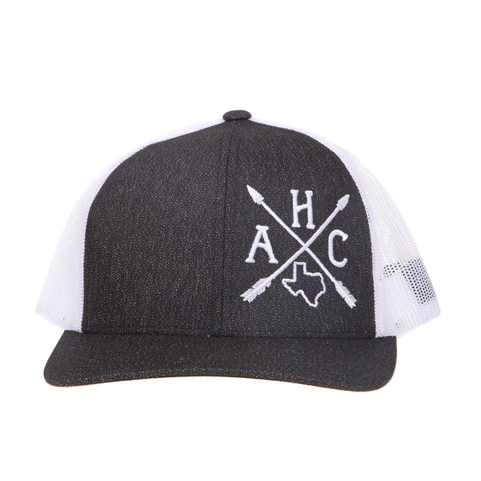 Mens Armadillo Hat Co Dark Denim/White Mesh Cap With Arrow Embroidery