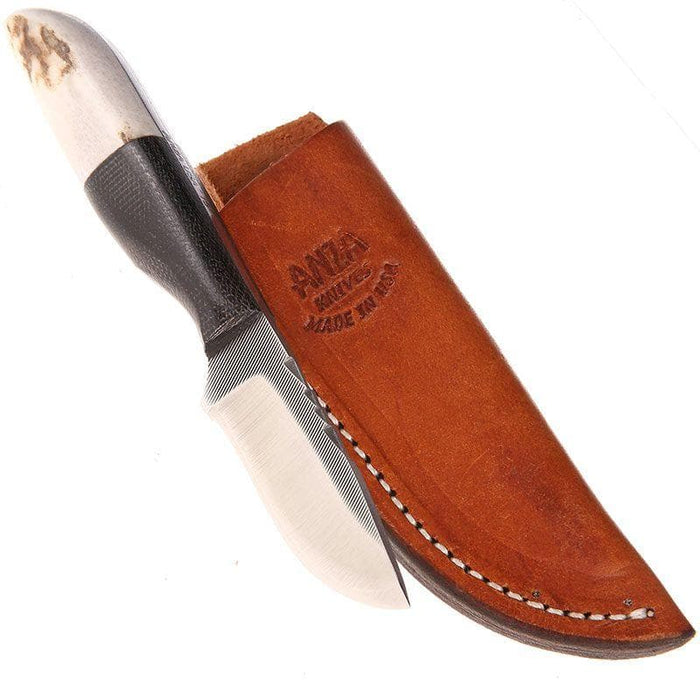 Anza Small Straight Back Knife with Micarta Elk Handle