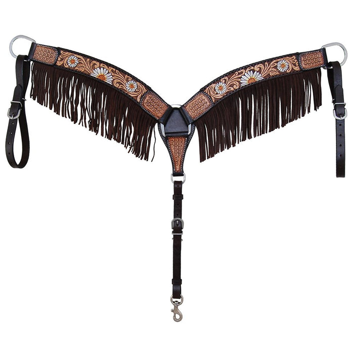 Rafter T Ranch Company Painted Daisy Breast Collar with Fringe