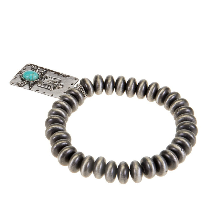J West and Company Faux Navajo Pearl Stretch Bracelet with Thunderbird