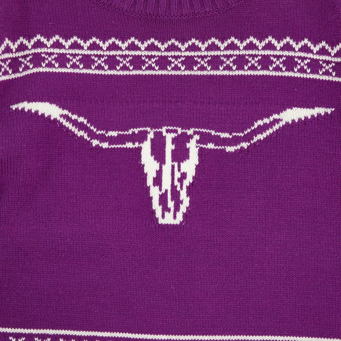 Cotton And Rye Outfitters Girl's Longhorn Purple Sweater