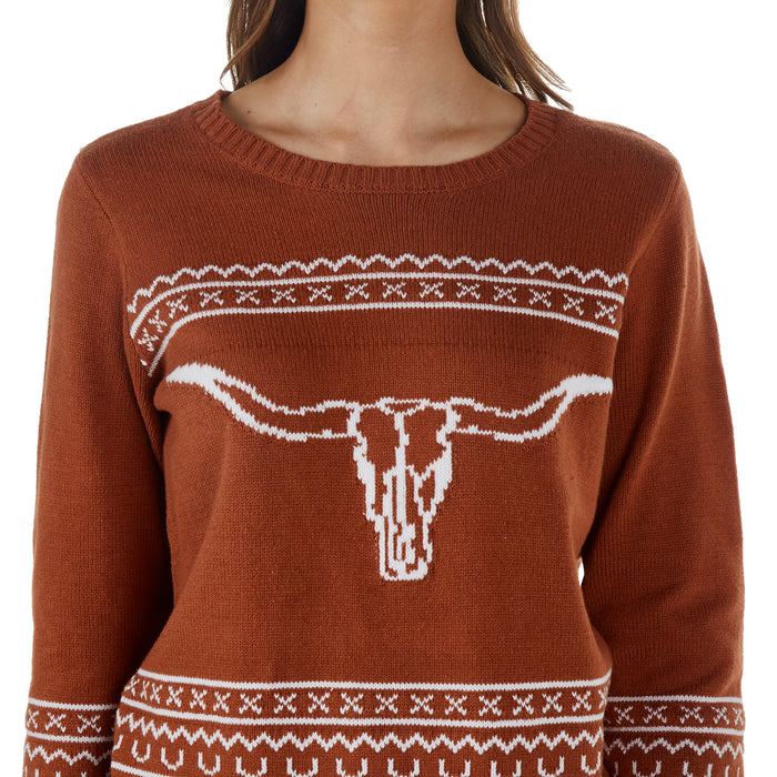 Cotton and Rye Women's Long Rust Horn Sweater