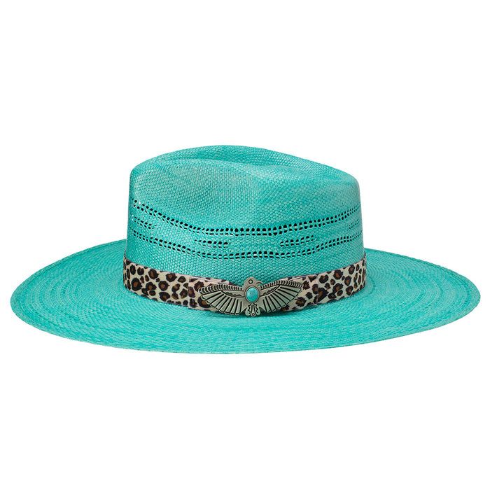 Charlie 1 Horse Right Meow 3 3/4in. Turquoise Straw Fashion Hat