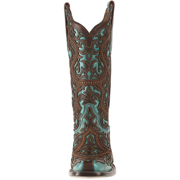 Women's Corral Turquoise/Brown Laser Stud Boots