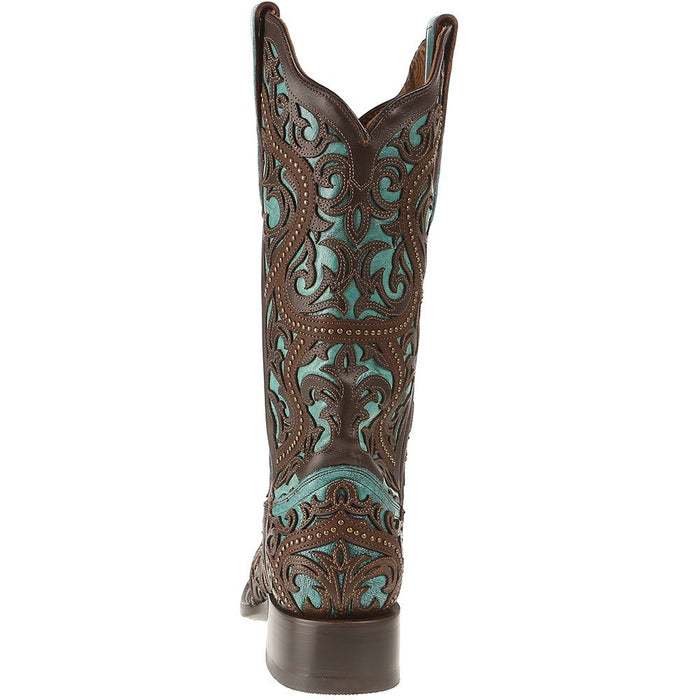 Women's Corral Turquoise Cowgirl Boots with Brown Laser Studs