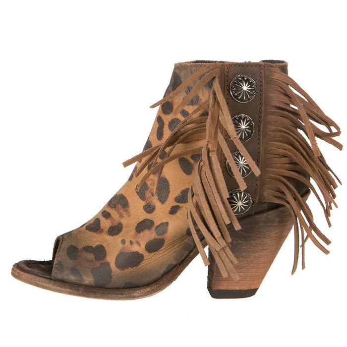 Chita Miel Tan Open Toe With Fringe Booties