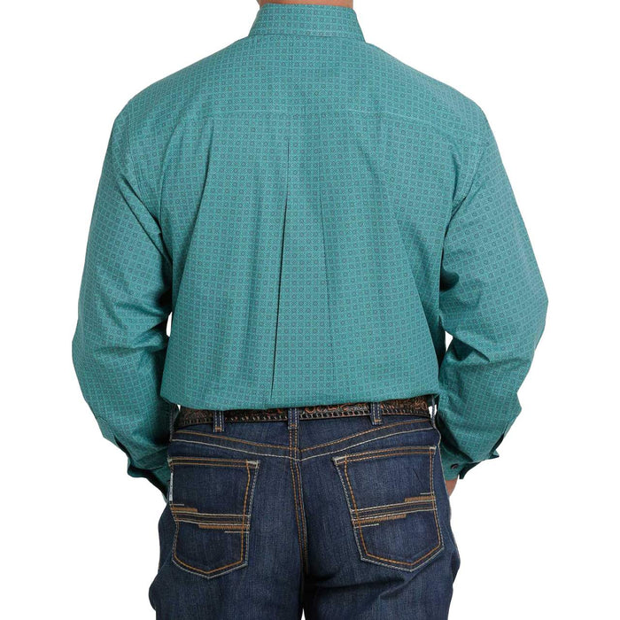 Men's Cinch Turquoise and Gray Print Shirt