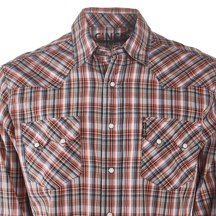 Cinch Men's Modern Fit Multi Plaid Double Pocket Snap Shirt