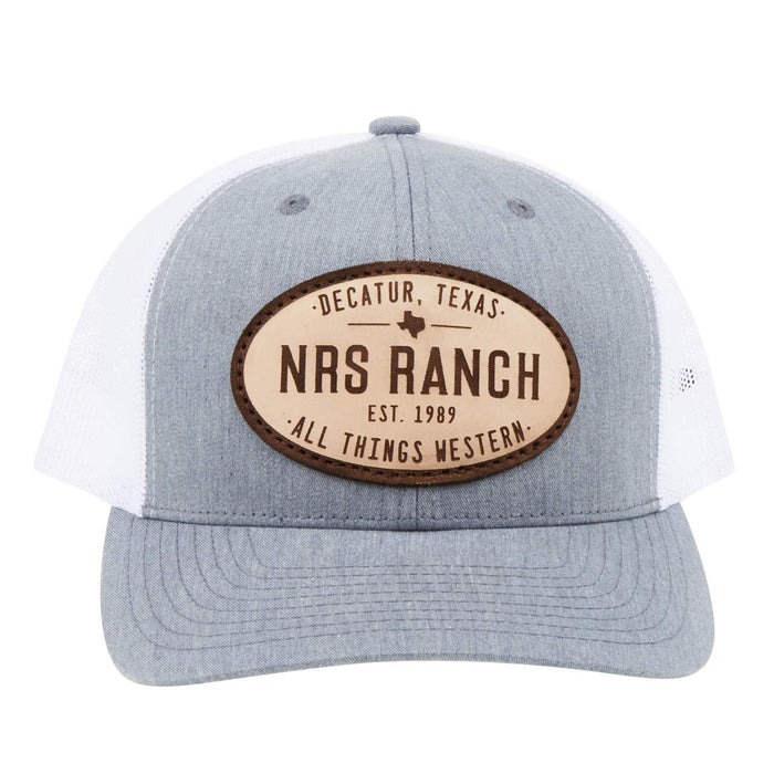 Carroll Leather NRS Ranch Oval Patch Grey Cap