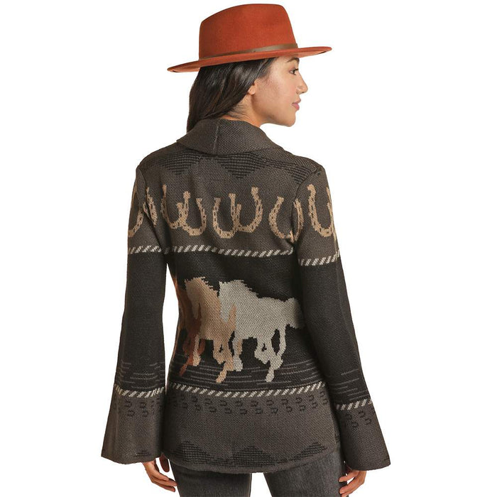 Women's Powder River Western Motif Bell Sleeve Sweater
