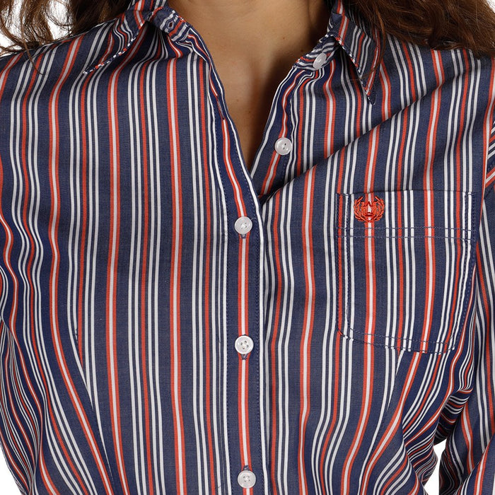 Women's Panhandle Navy Classic Stripe Button Down
