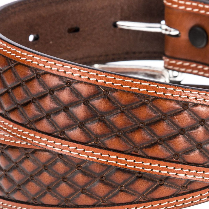 Men's NRS Leather Tooled Brown Belt